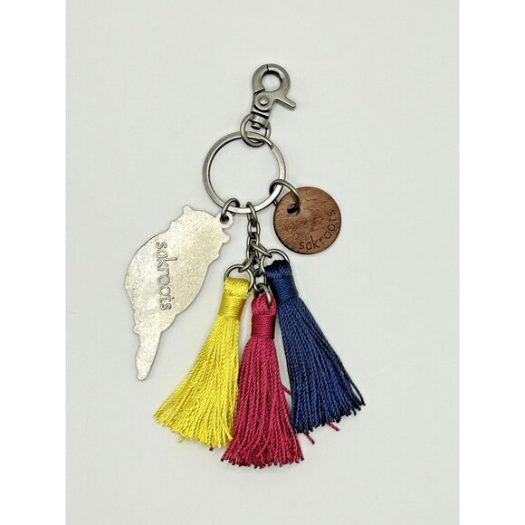 Sakroots Pewter Multicolor Enamel Owl Bag Charm Keychain with Tassels - Picture 8 of 11